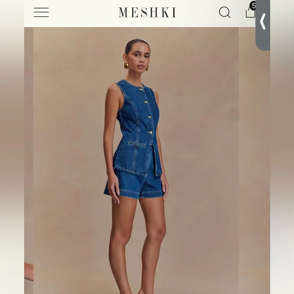 Meshki Denim Button Up Top - Dark Blue - Picture 3 of 4